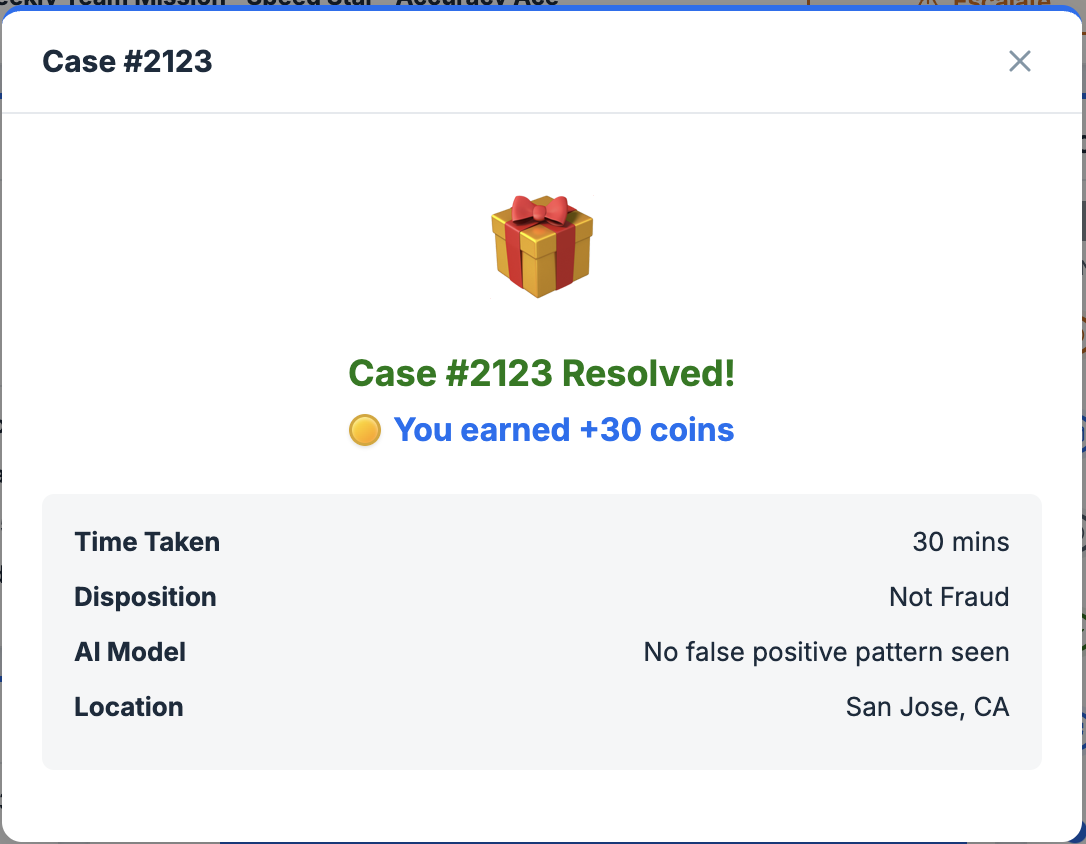 Case resolved: coins earned