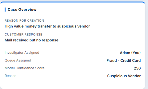 Case Details: AI confidence score and flagging reason