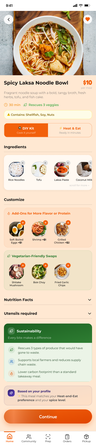 FreshBite — meal information screen