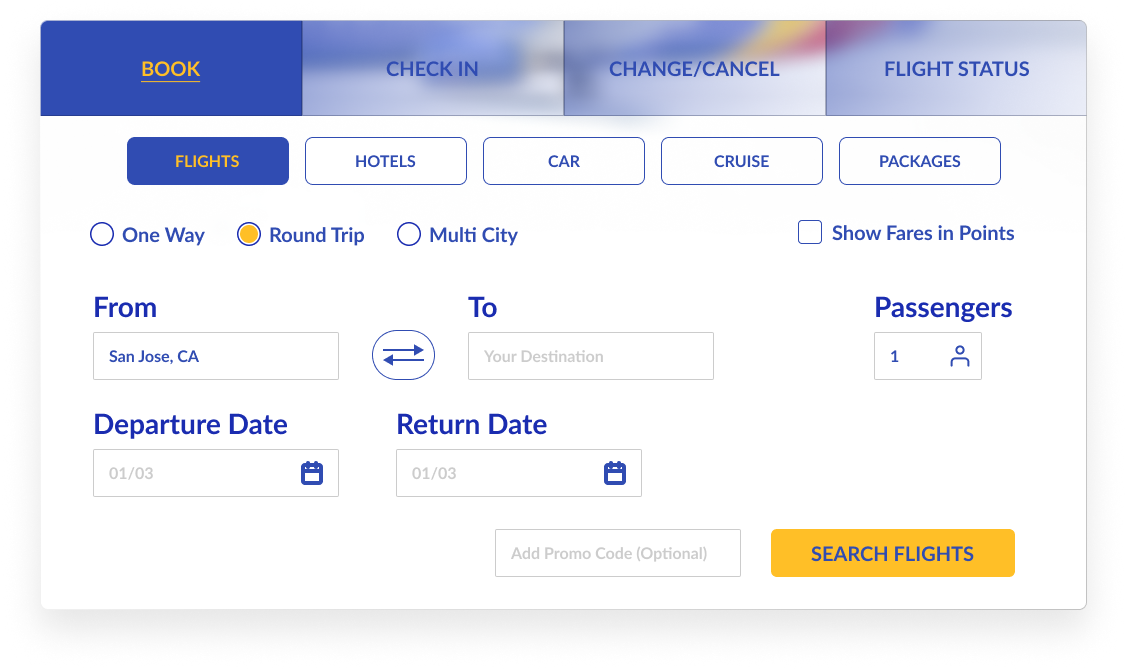 Round Trip booking